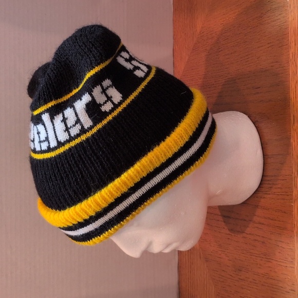 No Brand NFL Pittsburgh Steelers Knit Ski Cap Black/Gold Cuffed Adult One Size - Picture 4 of 6